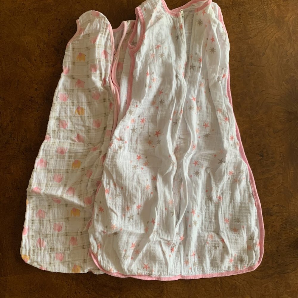 Lot of 2 Zippered Aden + Anais and Halo 6-12 Month Sleep Sacks